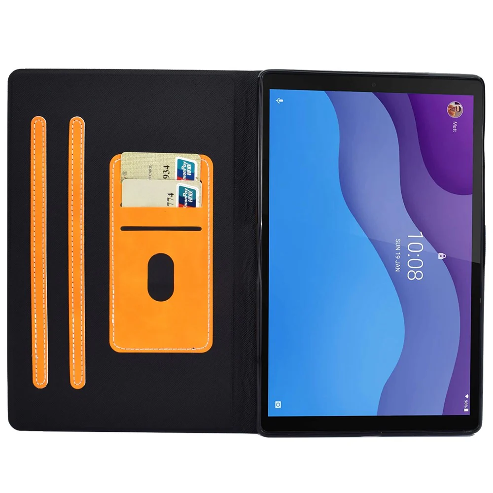 For Lenovo Tab M10 (Gen 3) TB-328F Split Leather Flip Stand Cover Auto Sleep/Wake Function Smart Tablet Case with Card Holders- Khaki - Image 2