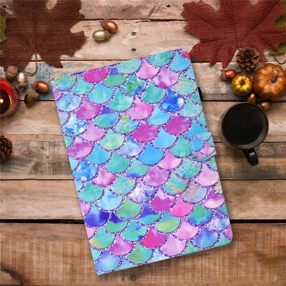For Lenovo Tab M10 (Gen 3) TB-328FU / TB-328XU A2 Pattern Printing PU Leather Case Adjustable Stand Protection Smart Cover with Card Slots and Pencil Holder - Colorful Scales - Image 7