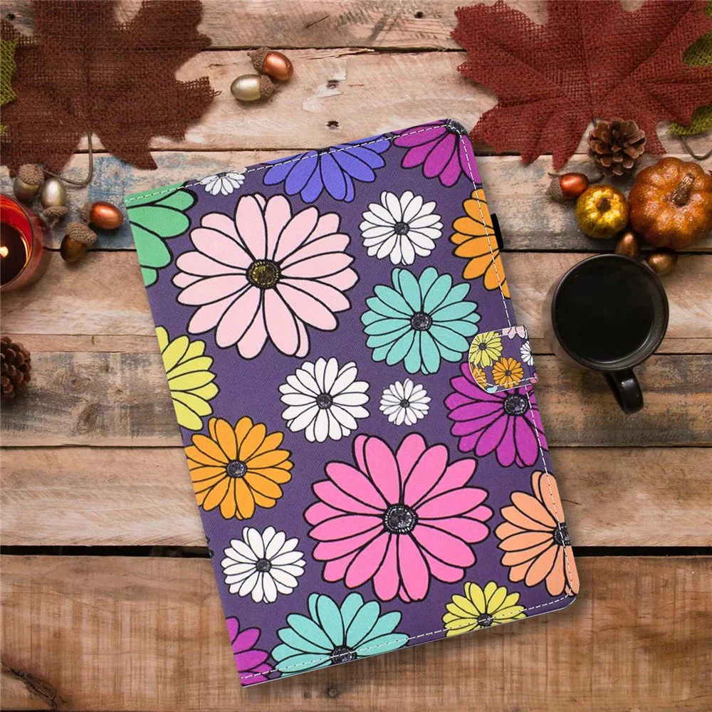 For Lenovo Tab M10 (Gen 3) TB-328FU / TB-328XU A2 Pattern Printing PU Leather Case Adjustable Stand Protection Smart Cover with Card Slots and Pencil Holder - Daisies - Image 7