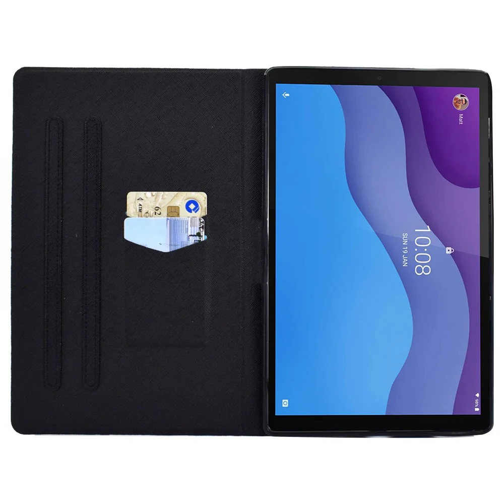 For Lenovo Tab M10 (Gen 3) TB-328FU / TB-328XU B1 Pattern Printing Stand PU Leather Folio Case Card Slots Smart Auto Wake / Sleep Shell with Pencil Holder - Blue Butterfly - Image 2