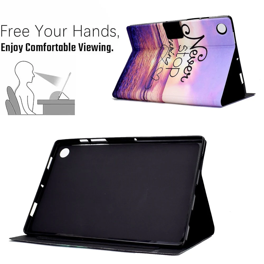 For Lenovo Tab M10 (Gen 3) TB-328FU / TB-328XU B1 Pattern Printing Stand PU Leather Folio Case Card Slots Smart Auto Wake / Sleep Shell with Pencil Holder - Never Stop Dreaming - Image 7