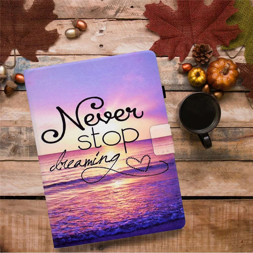 For Lenovo Tab M10 (Gen 3) TB-328FU / TB-328XU B1 Pattern Printing Stand PU Leather Folio Case Card Slots Smart Auto Wake / Sleep Shell with Pencil Holder - Never Stop Dreaming - Image 8