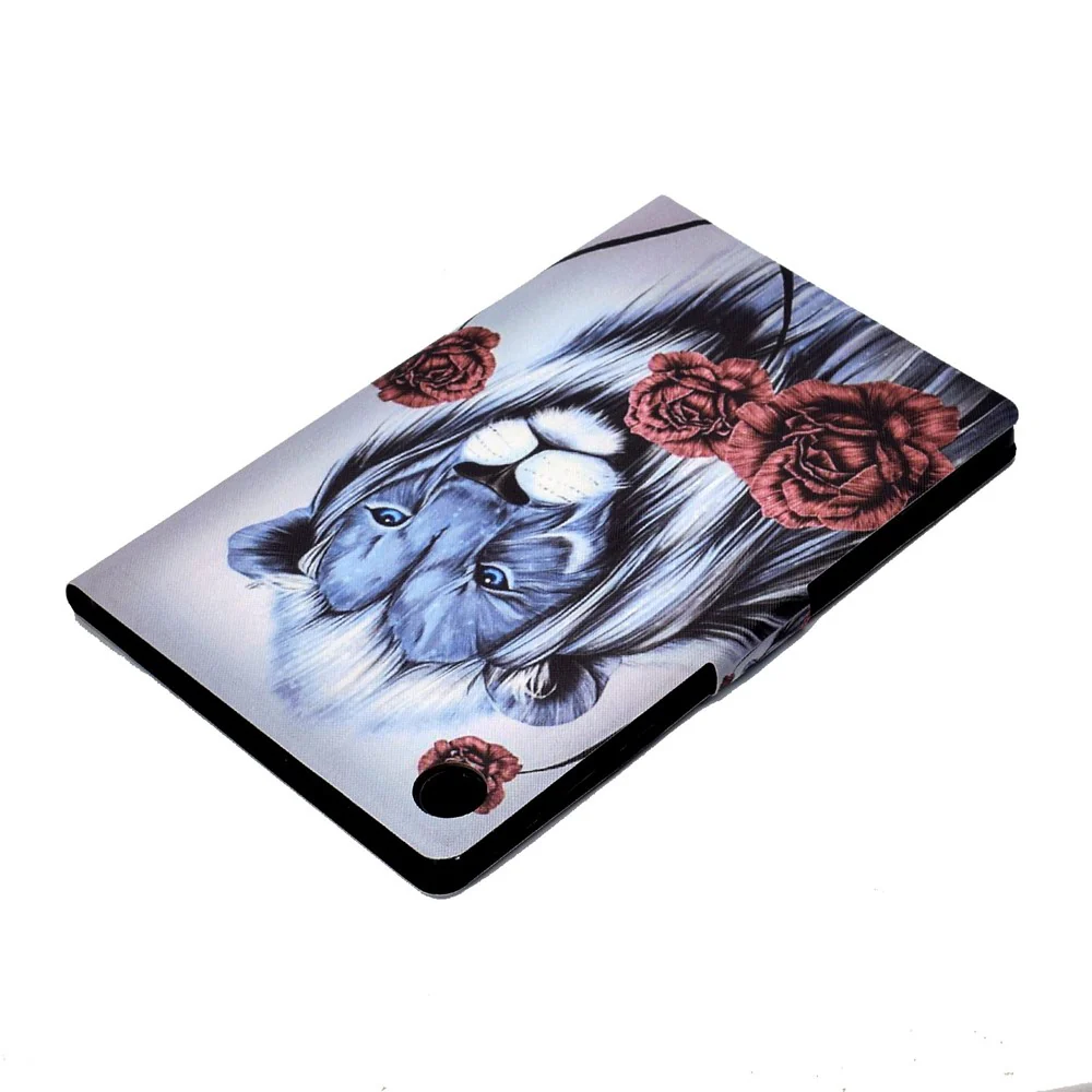 For Lenovo Tab M10 (Gen 3) TB-328FU / TB-328XU B2 Pattern Printing Stand Protective Case Auto Sleep / Wake Function PU Leather Smart Cover with Card Slots - Rose / Lion - Image 6