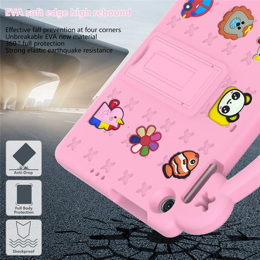 For Lenovo Tab M10 (Gen 3) TB-328FU / TB-328XU EVA Case Protective Tablet Cover Portable Handle with Kickstand - Pink - Image 4