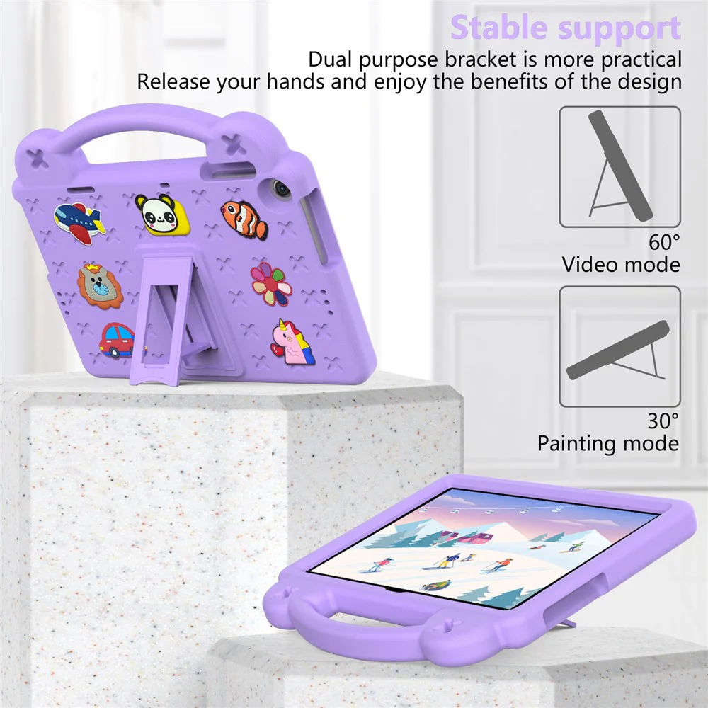 For Lenovo Tab M10 (Gen 3) TB-328FU / TB-328XU EVA Case Protective Tablet Cover Portable Handle with Kickstand - Purple - Image 3