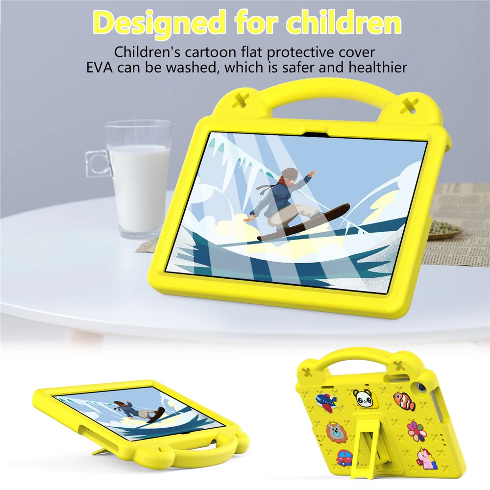For Lenovo Tab M10 (Gen 3) TB-328FU / TB-328XU EVA Case Protective Tablet Cover Portable Handle with Kickstand - Yellow - Image 2