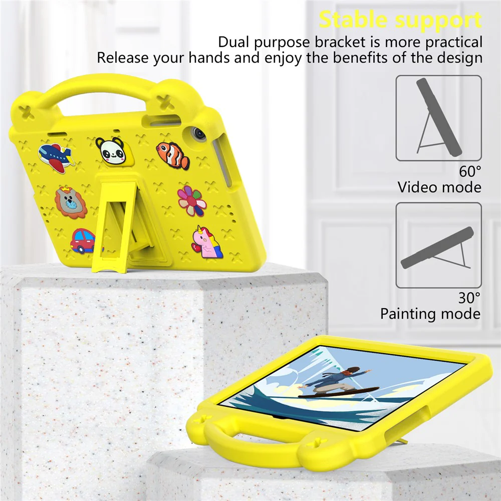 For Lenovo Tab M10 (Gen 3) TB-328FU / TB-328XU EVA Case Protective Tablet Cover Portable Handle with Kickstand - Yellow - Image 3