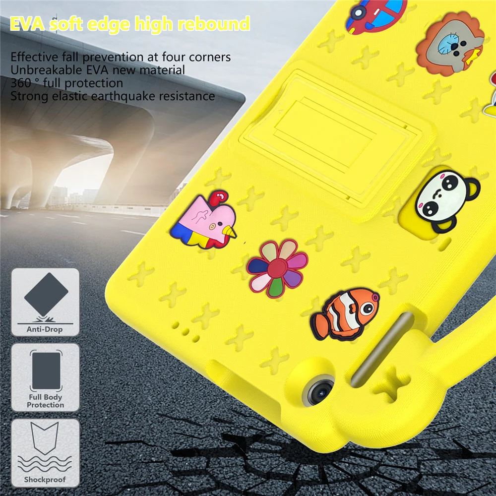 For Lenovo Tab M10 (Gen 3) TB-328FU / TB-328XU EVA Case Protective Tablet Cover Portable Handle with Kickstand - Yellow - Image 4