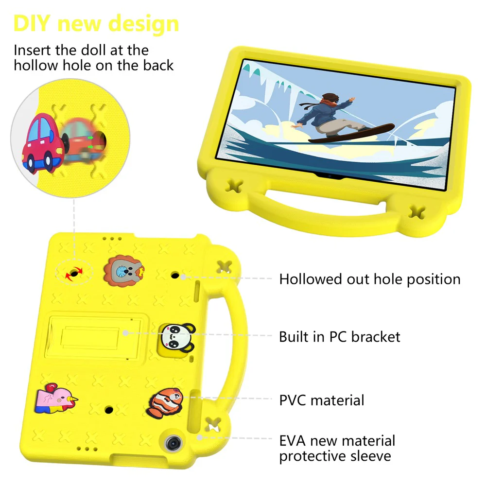For Lenovo Tab M10 (Gen 3) TB-328FU / TB-328XU EVA Case Protective Tablet Cover Portable Handle with Kickstand - Yellow - Image 5
