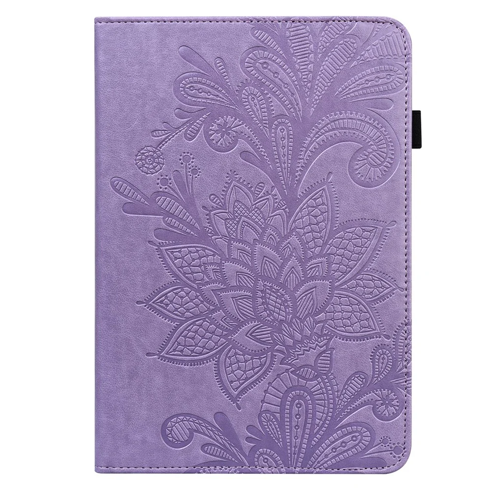 For Lenovo Tab M10 (Gen 3) TB-328FU / TB-328XU Flower Imprinting Tablet Stand Wallet Case PU Leather Shockproof Cover with Elastic Band - Purple - Image 3