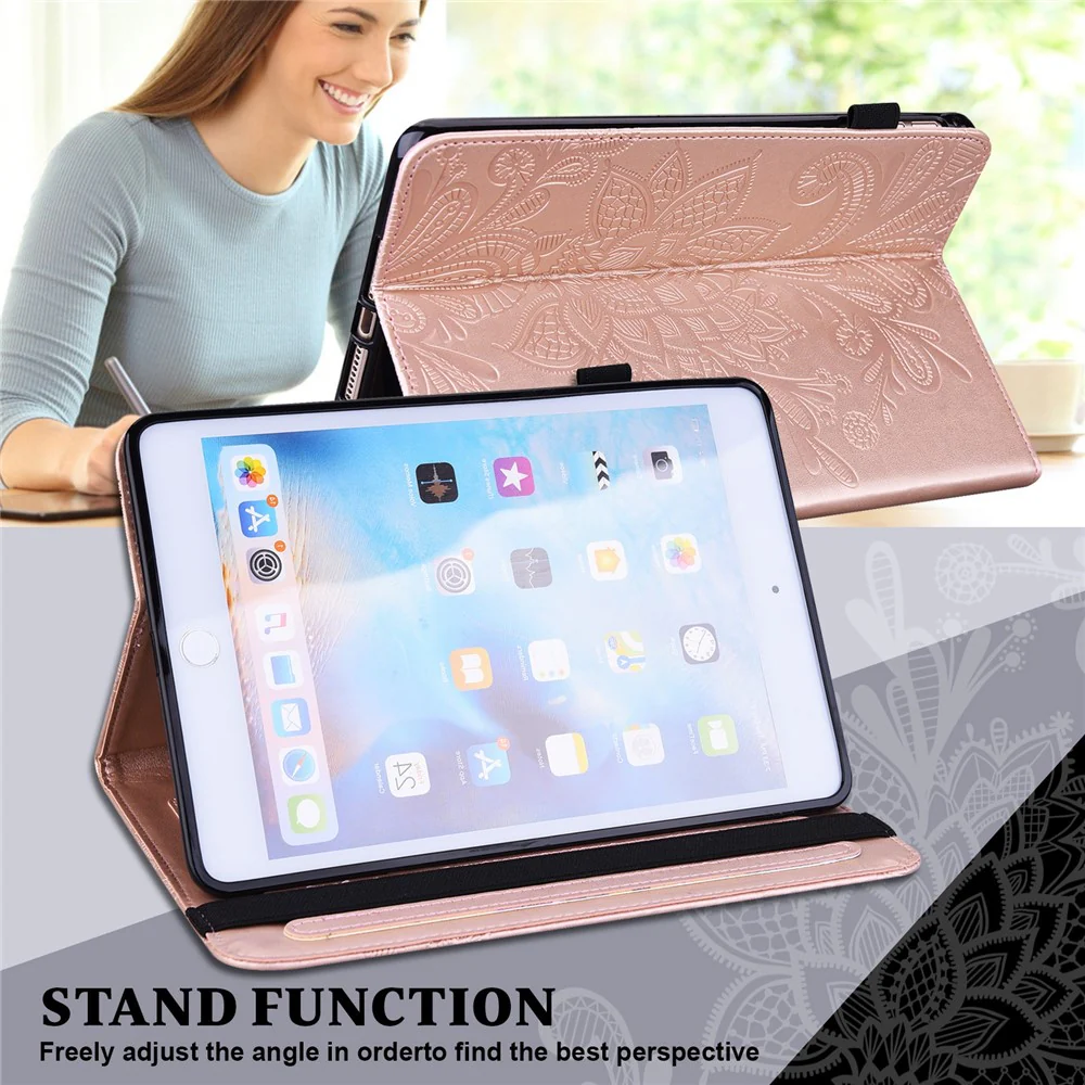 For Lenovo Tab M10 (Gen 3) TB-328FU / TB-328XU Flower Imprinting Tablet Stand Wallet Case PU Leather Shockproof Cover with Elastic Band - Rose Gold - Image 5