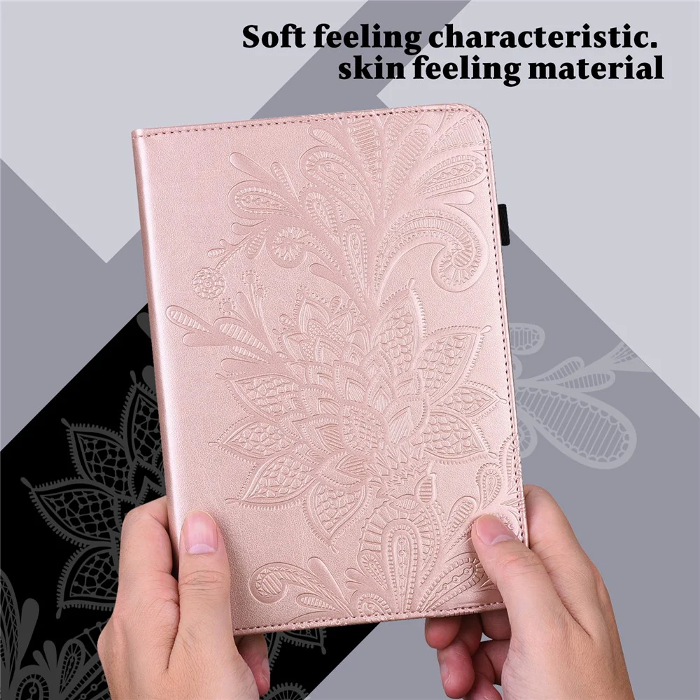 For Lenovo Tab M10 (Gen 3) TB-328FU / TB-328XU Flower Imprinting Tablet Stand Wallet Case PU Leather Shockproof Cover with Elastic Band - Rose Gold - Image 7