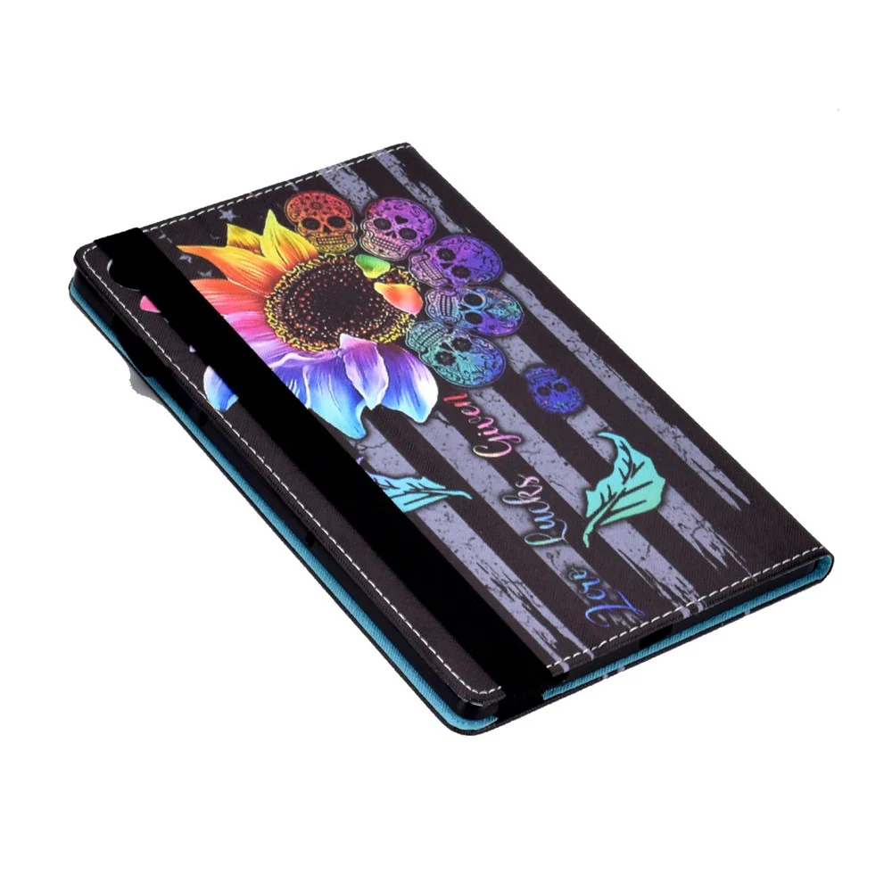 For Lenovo Tab M10 (Gen 3) TB-328FU / TB-328XU Pattern Printing Leather Stand Protective Case Card Slots Smart Cover with Elastic Band and Pencil Holder - Sunflower - Image 6