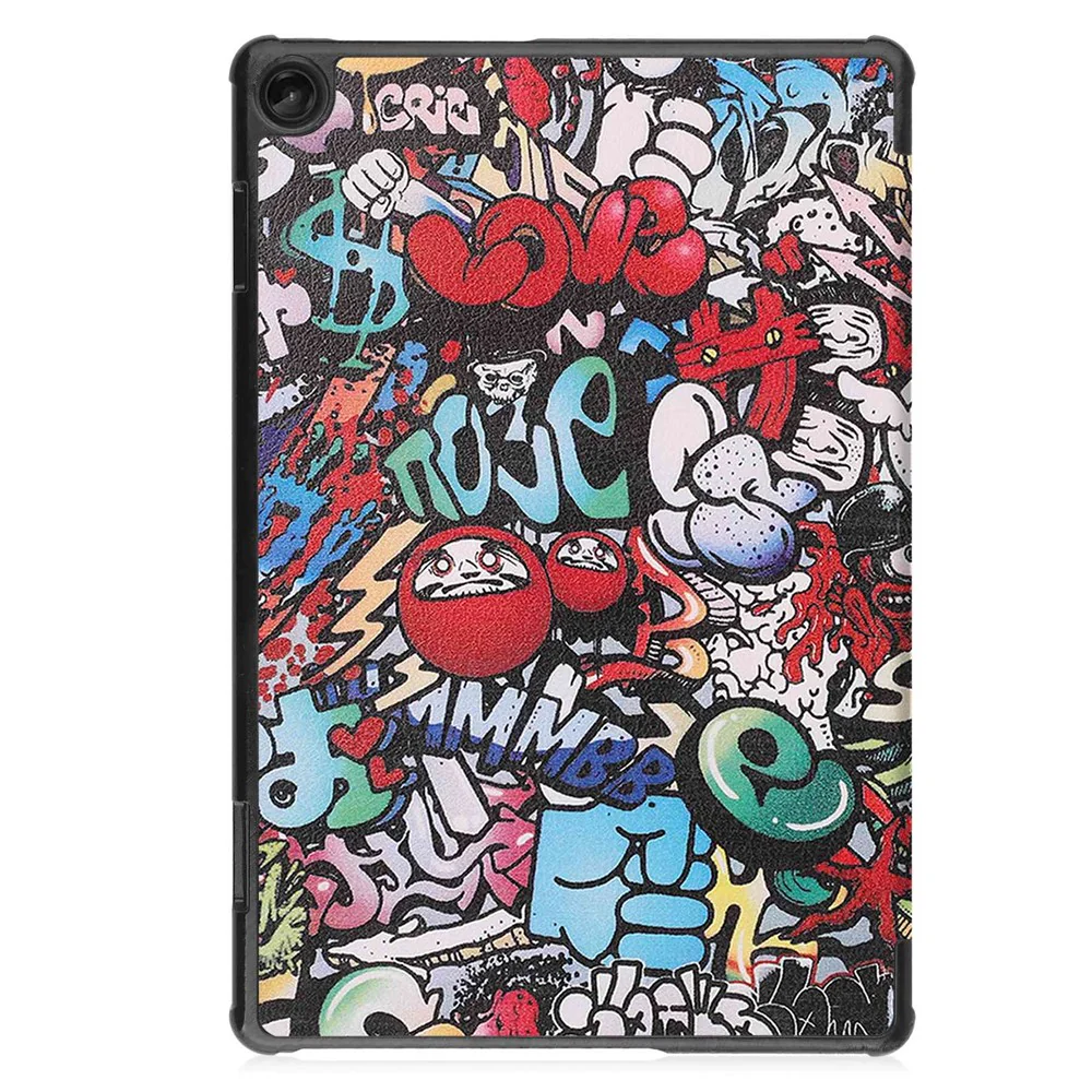 For Lenovo Tab M10 (Gen 3) TB-328FU / TB-328XU Pattern Printing Tablet Case PU Leather Trifold Stand Cover with Auto Wake / Sleep - Graffiti - Image 8