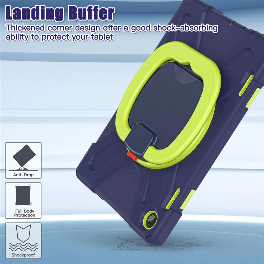For Lenovo Tab M10 (Gen 3) TB-328FU / TB-328XU PC + Silicone Tablet Case Hand Grip Rotary Kickstand Drop-proof Protective Cover - Navy Blue / Yellowgreen - Image 5