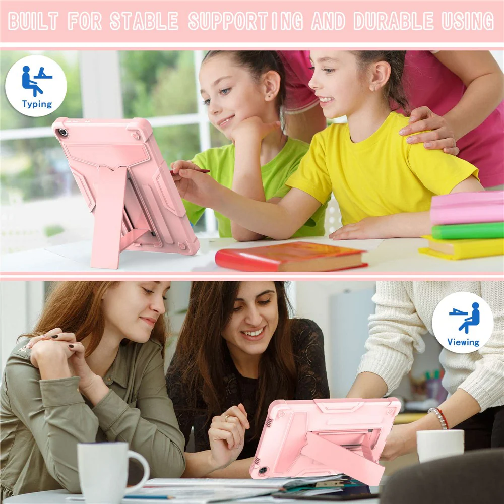 For Lenovo Tab M10 (Gen 3) TB-328FU / TB-328XU Protective Case T-Shaped Kickstand Shockproof PC + Silicone Tablet Cover - Rose Gold - Image 4