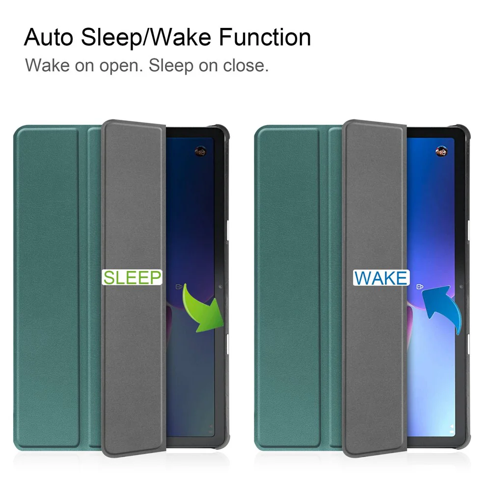 For Lenovo Tab M10 (Gen 3) TB-328FU/TB-328XU PU Leather Trifold Stand Cover Auto Sleep/Wake Case - Blackish Green - Image 3