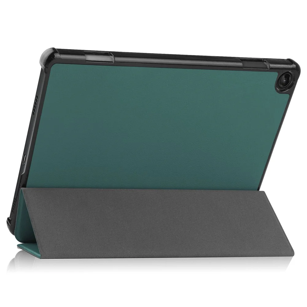 For Lenovo Tab M10 (Gen 3) TB-328FU/TB-328XU PU Leather Trifold Stand Cover Auto Sleep/Wake Case - Blackish Green - Image 5
