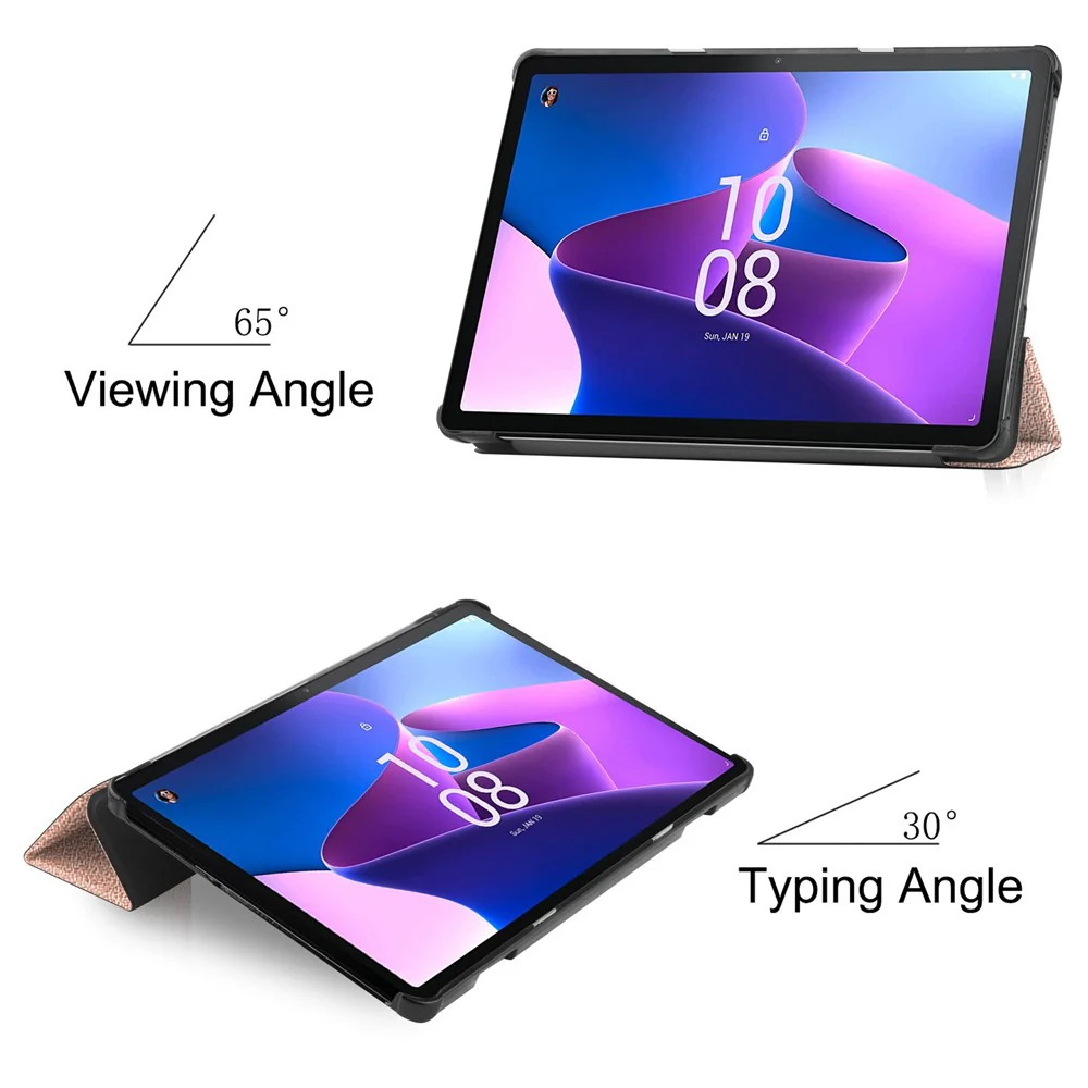 For Lenovo Tab M10 (Gen 3) TB-328FU/TB-328XU PU Leather Trifold Stand Cover Auto Sleep/Wake Case - Rose Gold - Image 6