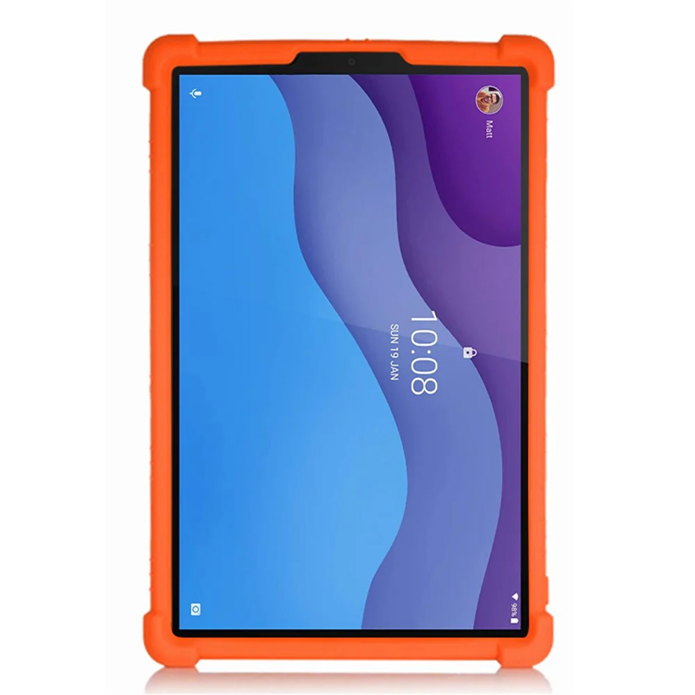 For Lenovo Tab M10 (Gen 3) TB-328FU / TB-328XU Silicone Shockproof Tablet Cover Corner Cushion PC Kickstand Anti-Slip Kids Friendly Protective Case - Orange - Image 2