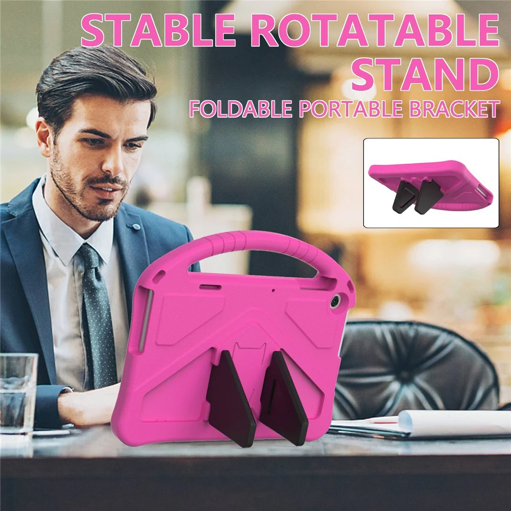 For Lenovo Tab M10 (Gen 3) TB-328FU / TB-328XU Tablet Case EVA Rugged Shockproof Tablet Cover Convertible Handle Kickstand - Rose - Image 2