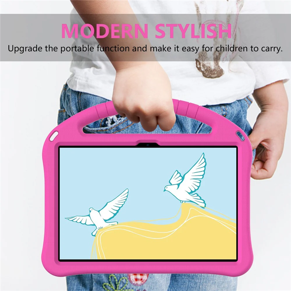 For Lenovo Tab M10 (Gen 3) TB-328FU / TB-328XU Tablet Case EVA Rugged Shockproof Tablet Cover Convertible Handle Kickstand - Rose - Image 6