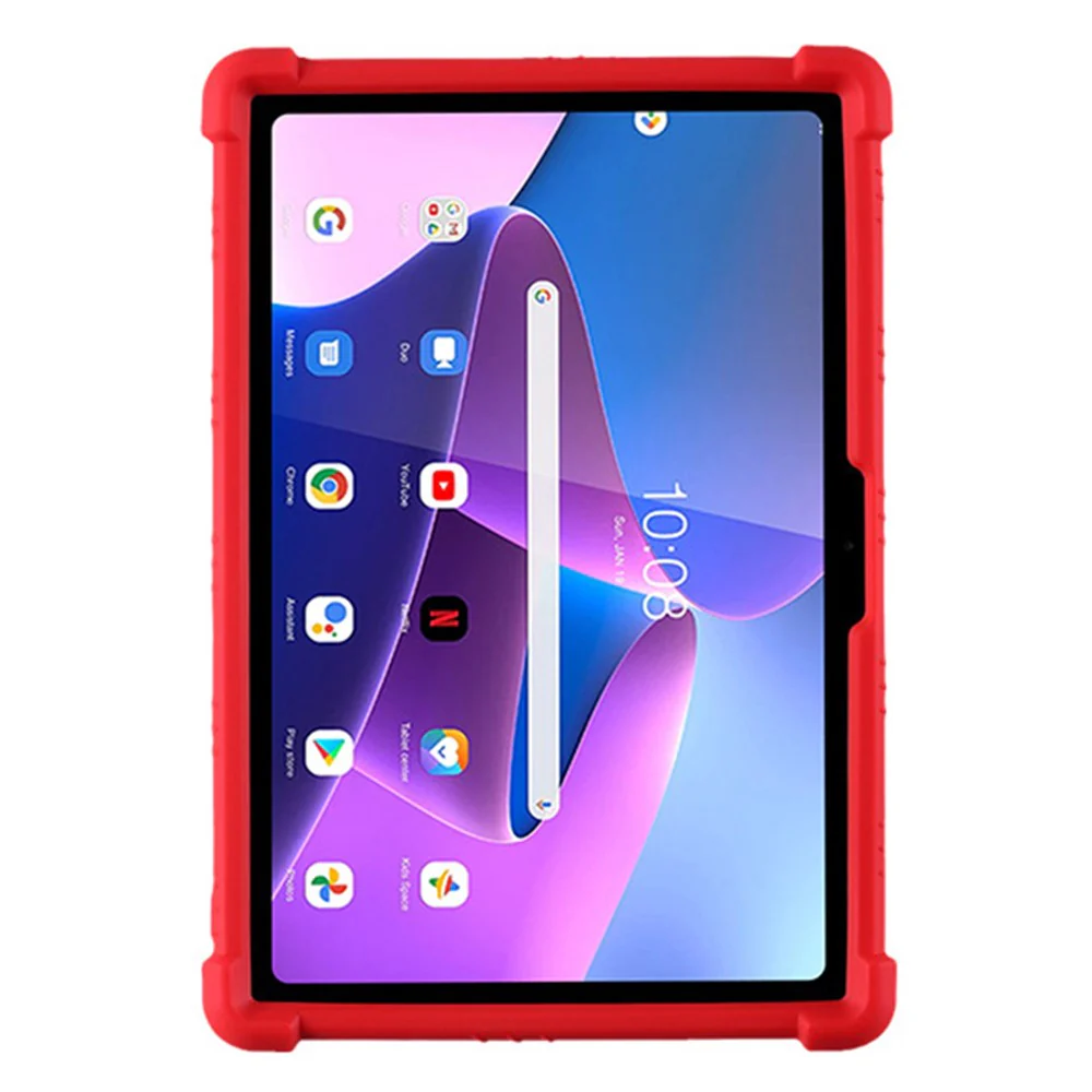 For Lenovo Tab M10 (Gen 3) / TB-328XU Anti-drop Tablet Case Anti-scratch Silicone Tablet Cover with Kickstand - Red - Image 3