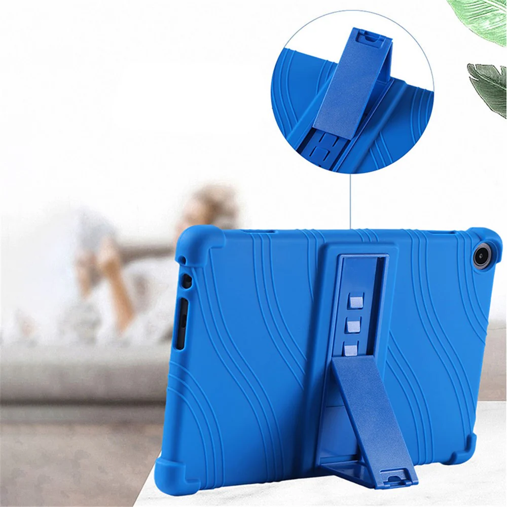 For Lenovo Tab M10 (Gen 3) / TB-328XU Anti-drop Tablet Case Anti-scratch Silicone Tablet Cover with Kickstand - Sky Blue - Image 4