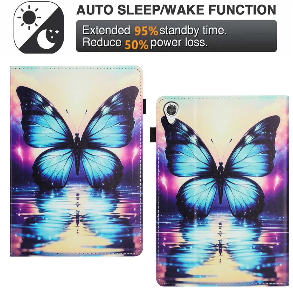 For Lenovo Tab M10 HD Gen 2 Case Pattern Leather Tablet Cover with Auto Sleep / Wake, Card Holder - Butterfly Reflection - Image 6
