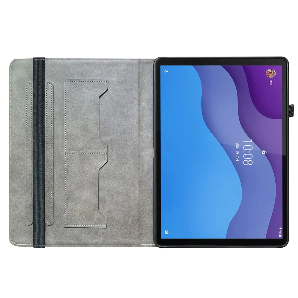 For Lenovo Tab M10 HD Gen 2 Case Pattern PU Leather Folding Folio Stand Tablet Cover - Black Rose - Image 2