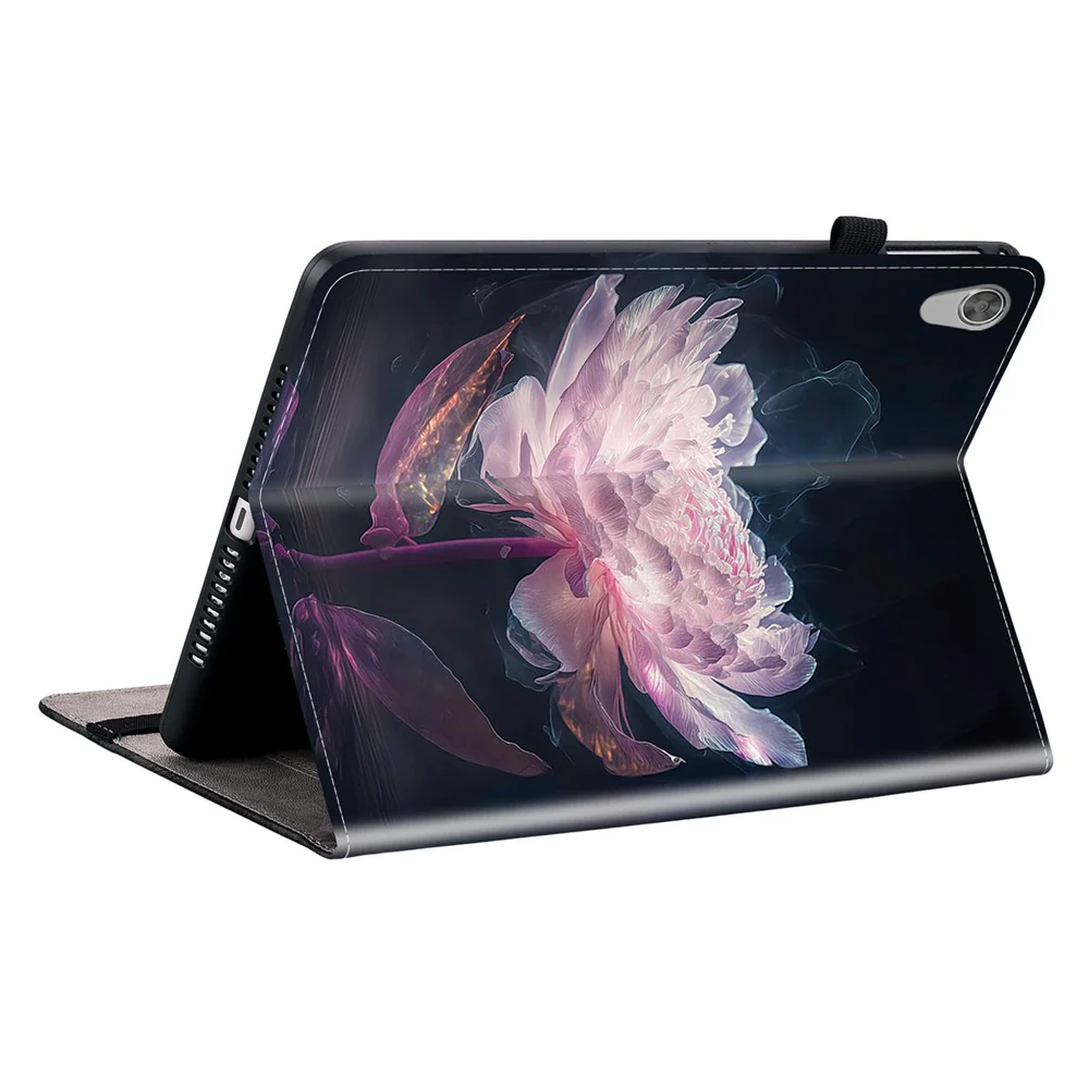 For Lenovo Tab M10 HD Gen 2 Case Pattern PU Leather Folding Folio Stand Tablet Cover - Purple Peony - Image 3