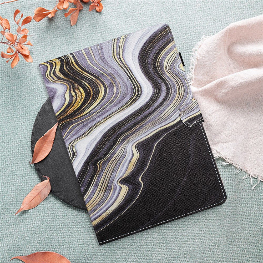 For Lenovo Tab M10 HD Gen 2 Case PU Leather Pattern Viewing Protective Cover - Black+Gold Marble - Image 8