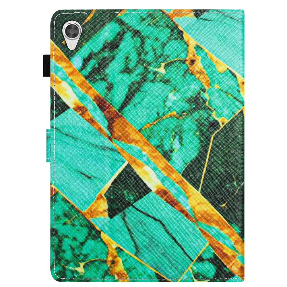 For Lenovo Tab M10 HD Gen 2 Case PU Leather Pattern Viewing Protective Cover - Gold+Green Marble - Image 7