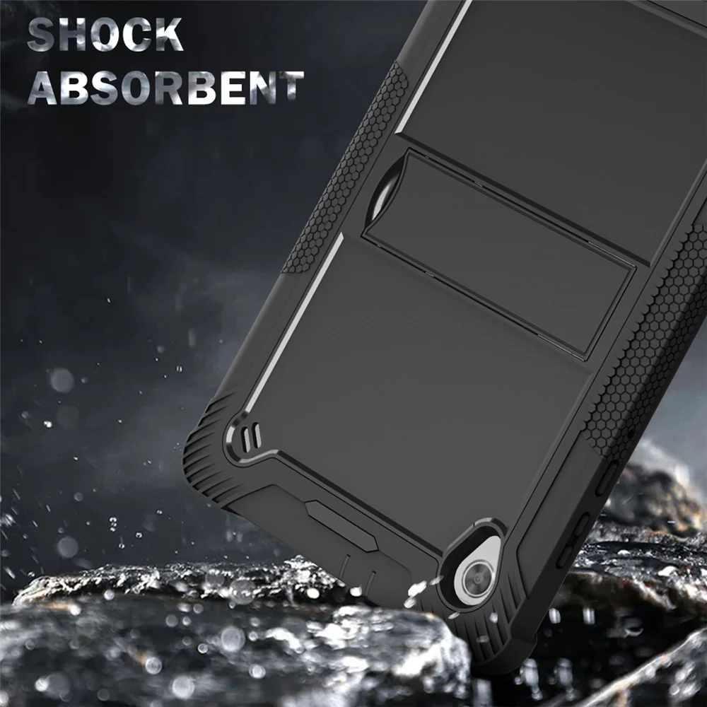 For Lenovo Tab M10 HD Gen 2 TB-X306F / TB-X306X Tablet Protective Shell Kickstand Silicone + PC Cover Case - Black - Image 4