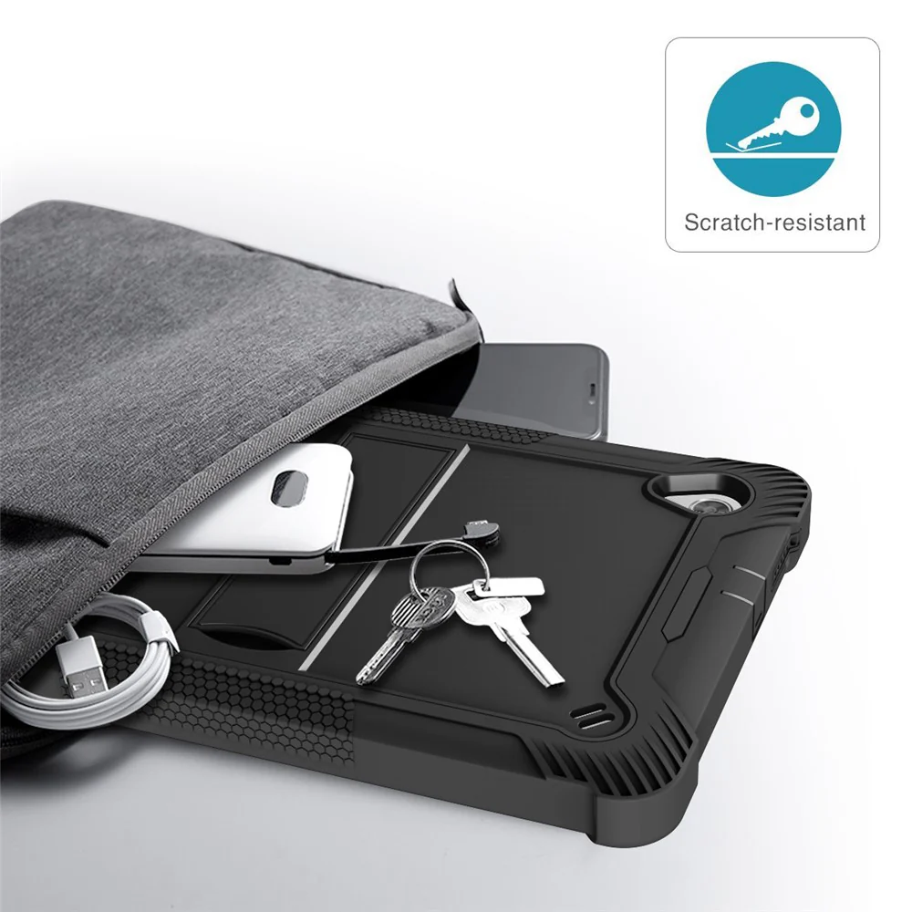 For Lenovo Tab M10 HD Gen 2 TB-X306F / TB-X306X Tablet Protective Shell Kickstand Silicone + PC Cover Case - Black - Image 7