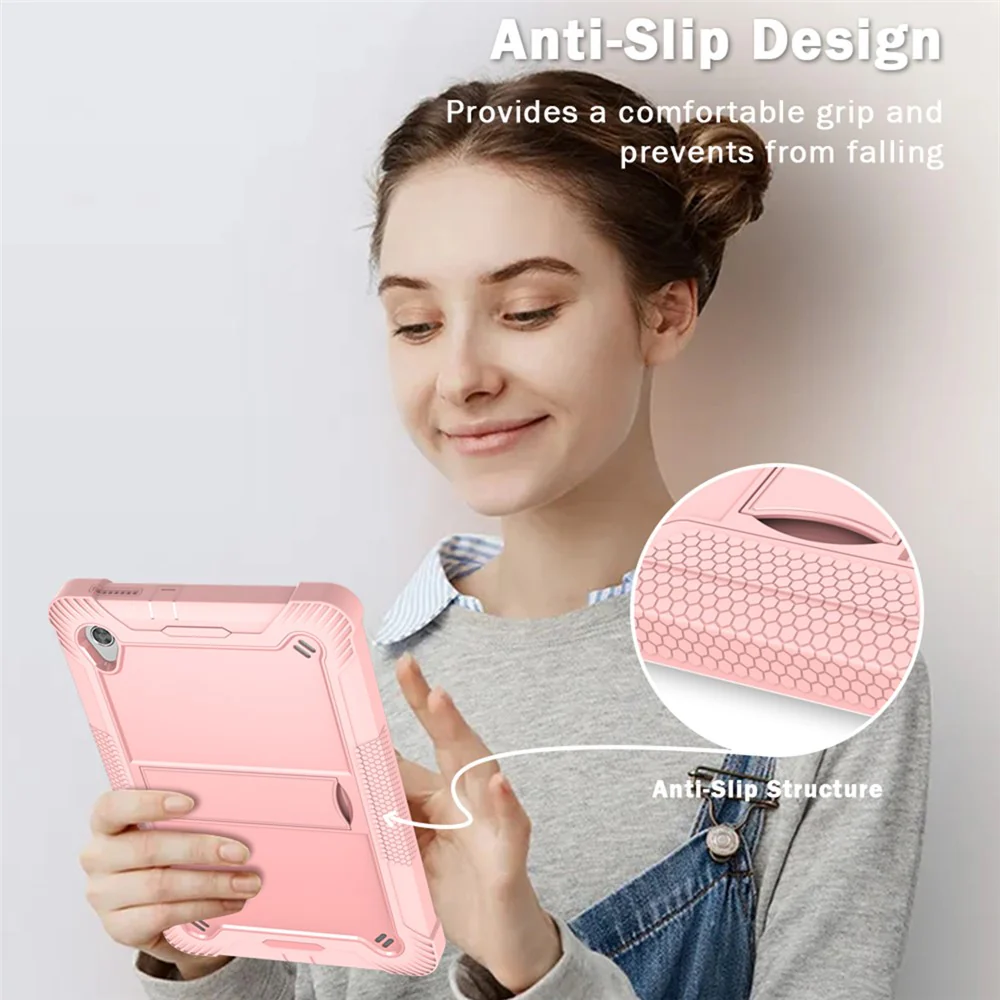 For Lenovo Tab M10 HD Gen 2 TB-X306F / TB-X306X Tablet Protective Shell Kickstand Silicone + PC Cover Case - Rose Gold - Image 2
