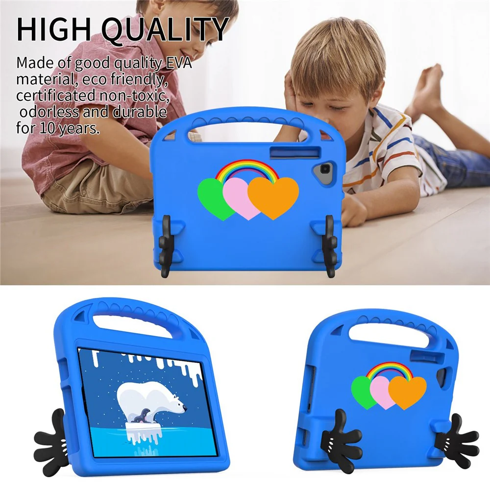 For Lenovo Tab M10 HD Gen 2 TB-X306F / X306X 10.1-inch Palm Shape Kickstand Design EVA Case Love Heart Pattern Tablet Protective Cover with Grip Handle - Blue - Image 2