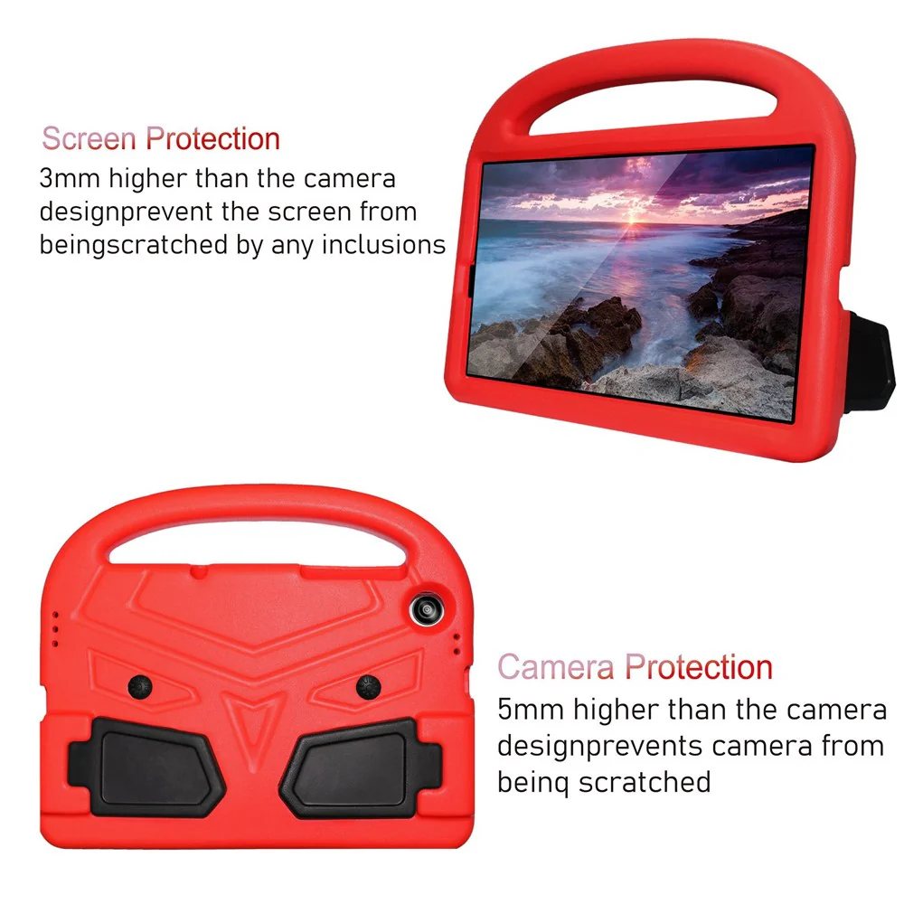 For Lenovo Tab M10 HD Gen 2 X306 Sparrow Style Shockproof EVA Tablet Case Kickstand Protective Cover with Portable Handle - Red - Image 2