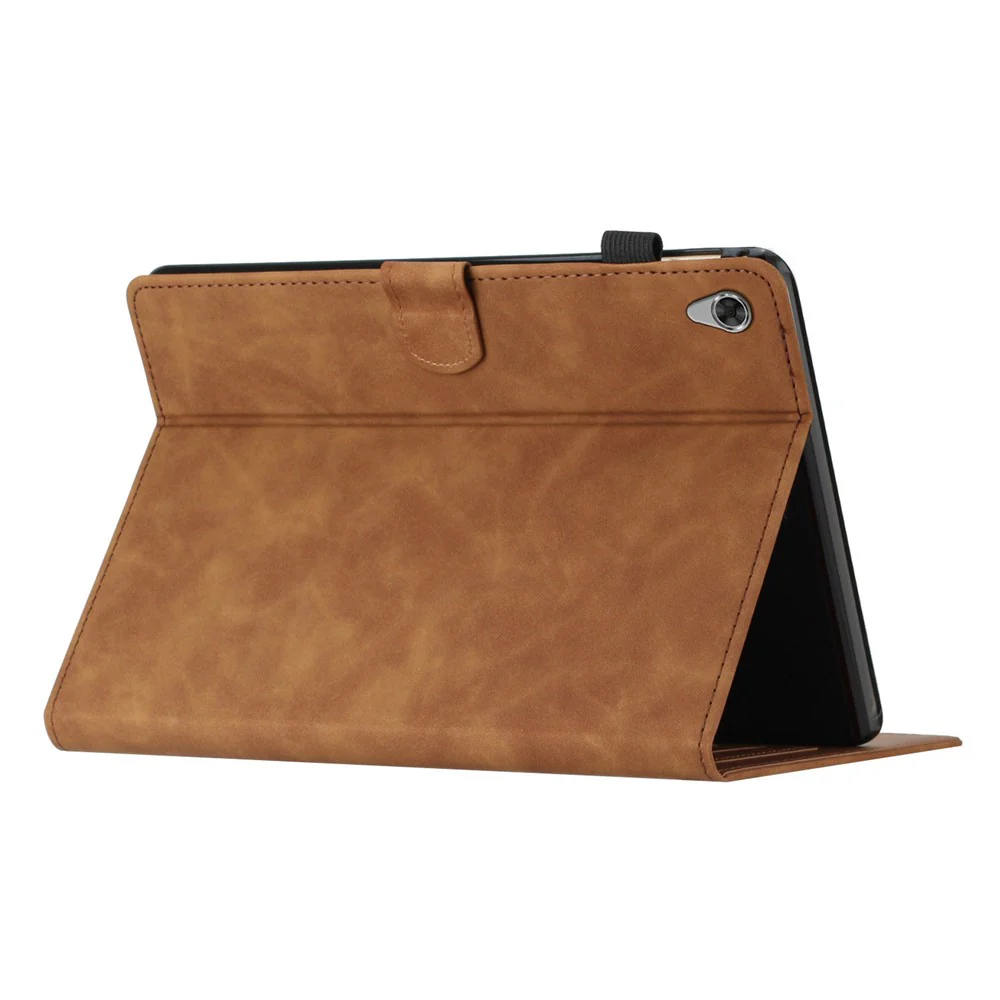 For Lenovo Tab M10 HD Gen 2 X306X Card Holder Tablet Case Imprinted Leather Stand Tablet Cover - Brown - Image 4