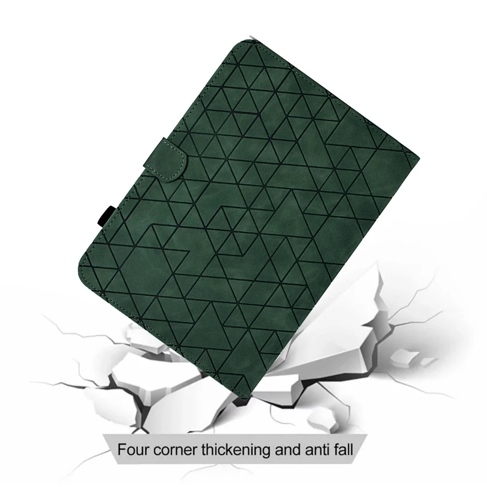 For Lenovo Tab M10 HD Gen 2 X306X Cover Stand Rhombus Imprinted Leather Tablet Case - Green - Image 5