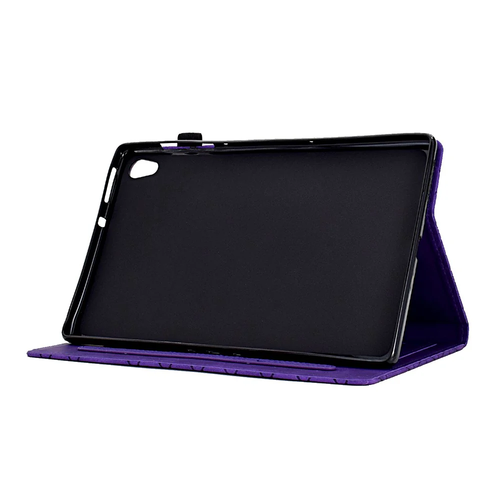 For Lenovo Tab M10 HD Gen 2 X306X Cover Stand Rhombus Imprinted Leather Tablet Case - Purple - Image 3