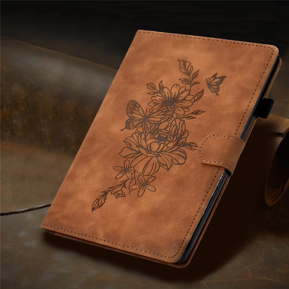 For Lenovo Tab M10 HD Gen 2 (X306X) Drop-proof PU Leather Tablet Case Stand with Card Slots Butterfly Flower Pattern Imprinted Auto Sleep / Wake Cover - Brown - Image 8
