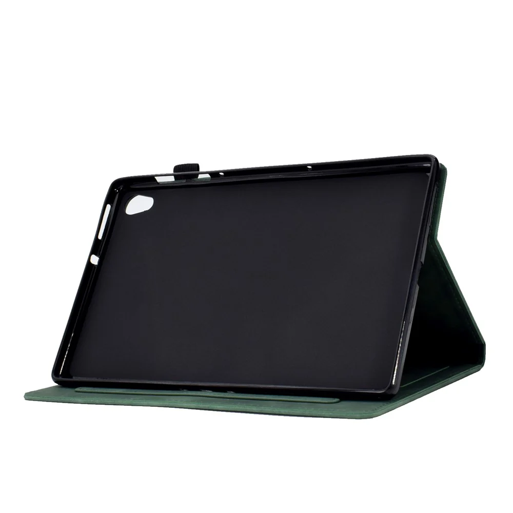 For Lenovo Tab M10 HD Gen 2 (X306X) Drop-proof PU Leather Tablet Case Stand with Card Slots Butterfly Flower Pattern Imprinted Auto Sleep / Wake Cover - Green - Image 3
