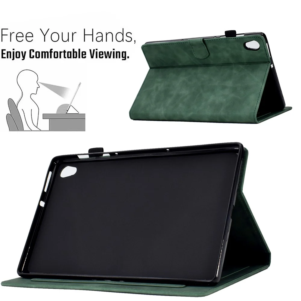 For Lenovo Tab M10 HD Gen 2 (X306X) Drop-proof PU Leather Tablet Case Stand with Card Slots Butterfly Flower Pattern Imprinted Auto Sleep / Wake Cover - Green - Image 7