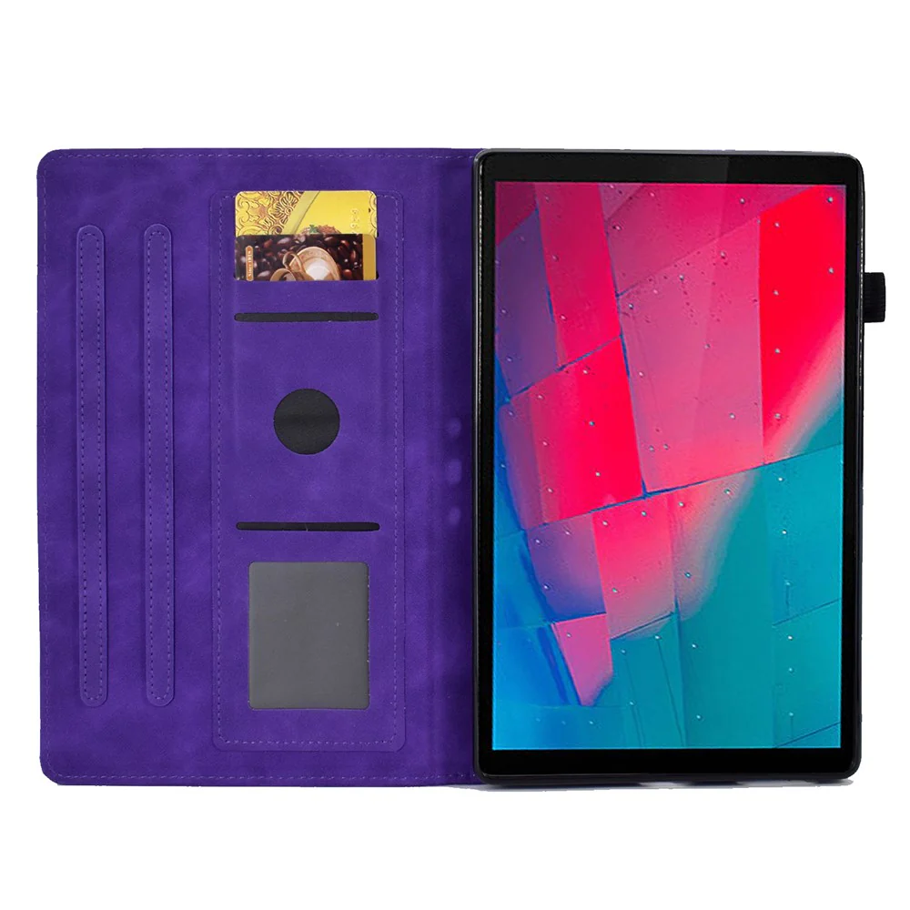 For Lenovo Tab M10 HD Gen 2 (X306X) Drop-proof PU Leather Tablet Case Stand with Card Slots Butterfly Flower Pattern Imprinted Auto Sleep / Wake Cover - Purple - Image 2