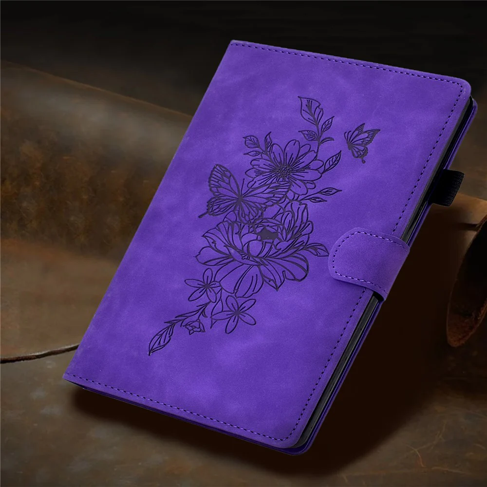 For Lenovo Tab M10 HD Gen 2 (X306X) Drop-proof PU Leather Tablet Case Stand with Card Slots Butterfly Flower Pattern Imprinted Auto Sleep / Wake Cover - Purple - Image 8