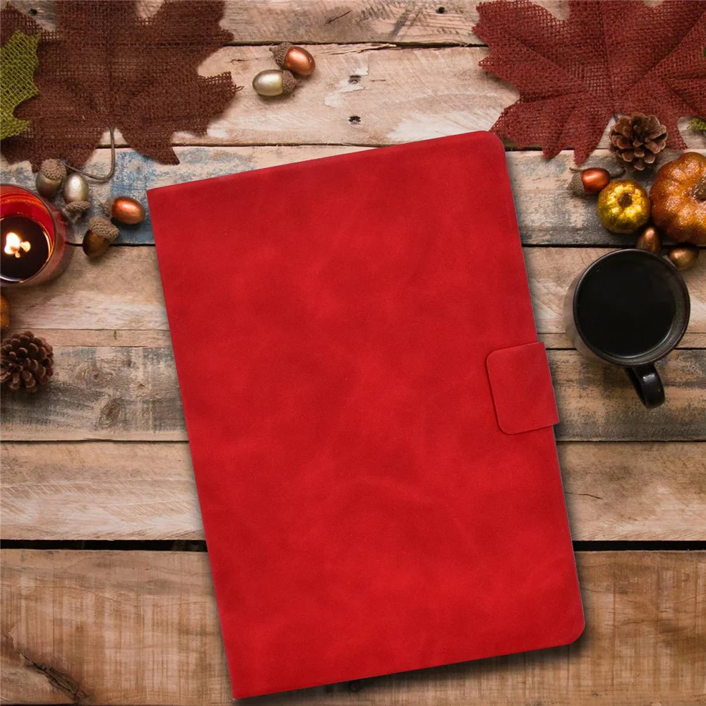 For Lenovo Tab M10 HD Gen 2 X306X Folio Flip Anti-scratch Calf Textured Leather Tablet Case Card Holder Stand Feature Magnetic Protector - Red - Image 7