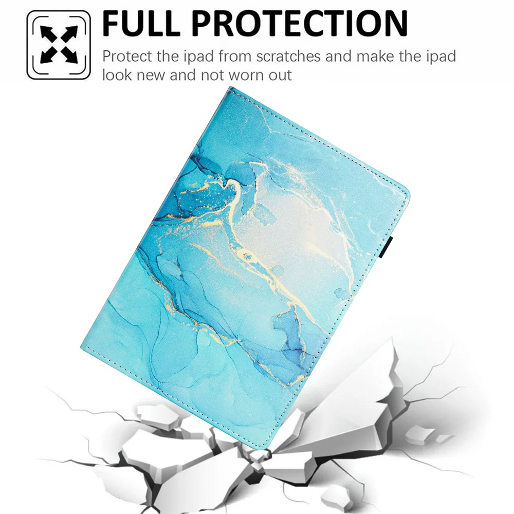 For Lenovo Tab M10 Plus (3rd Gen) Case Auto Wake / Sleep PU Leather Folding Stand Cover Marble Pattern - Green - Image 5