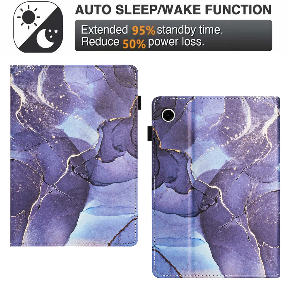 For Lenovo Tab M10 Plus (3rd Gen) Case Auto Wake / Sleep PU Leather Folding Stand Cover Marble Pattern - Grey - Image 7