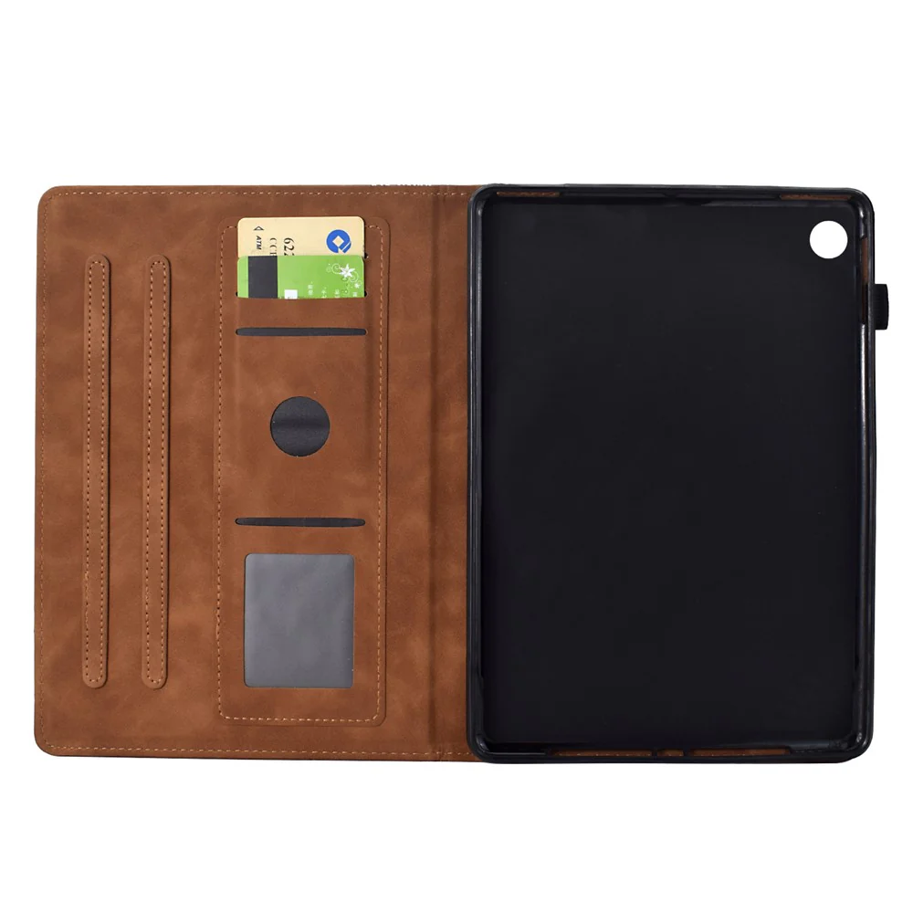For Lenovo Tab M10 Plus (3rd Gen) Case Cats Imprinted PU Leather Card Slots Tablet Cover - Brown - Image 2